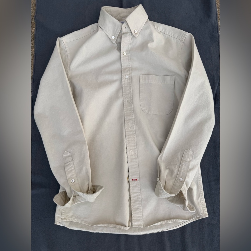 Gustin twill shirt - men’s small slim natural/cream